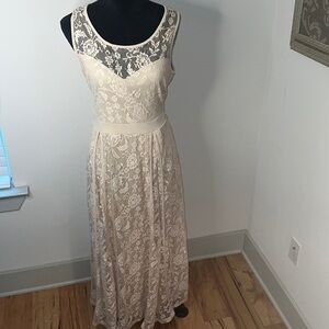 Candalite Petite cream ivory lace sleeveless maxi dress Sz XL P